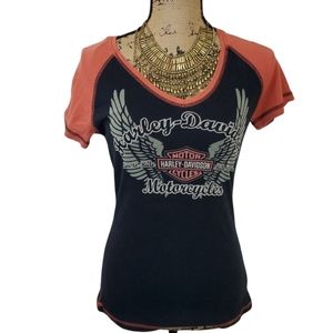 Harley Davidson Raglan tee.  Size Medium